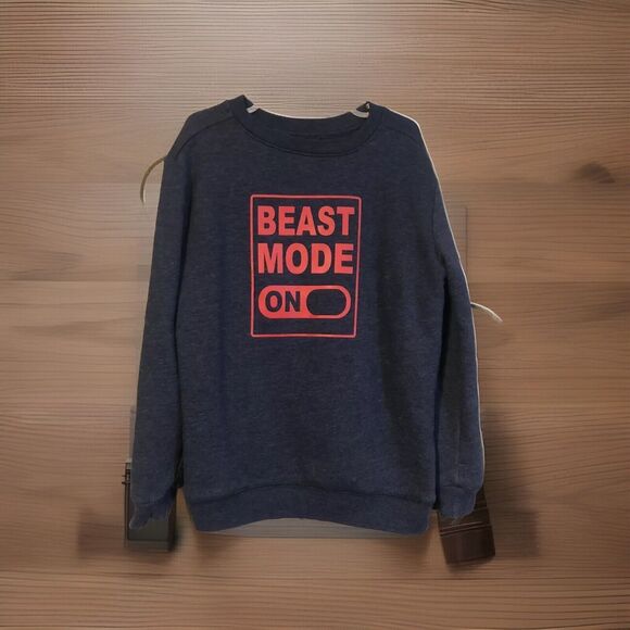 Boys Blue Sweatshirt Beast Mode On Graphic Size S 6/7 Cat & Jack Long Sleeve - Picture 1 of 6